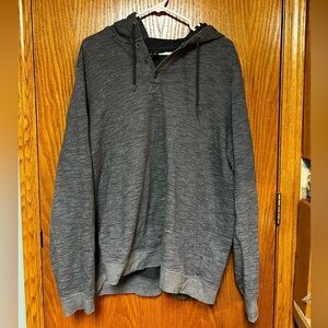 Marc Anthony Hoodie Heather Gray Button Men's XXL Comfy Trendy Woven Henley 2XL